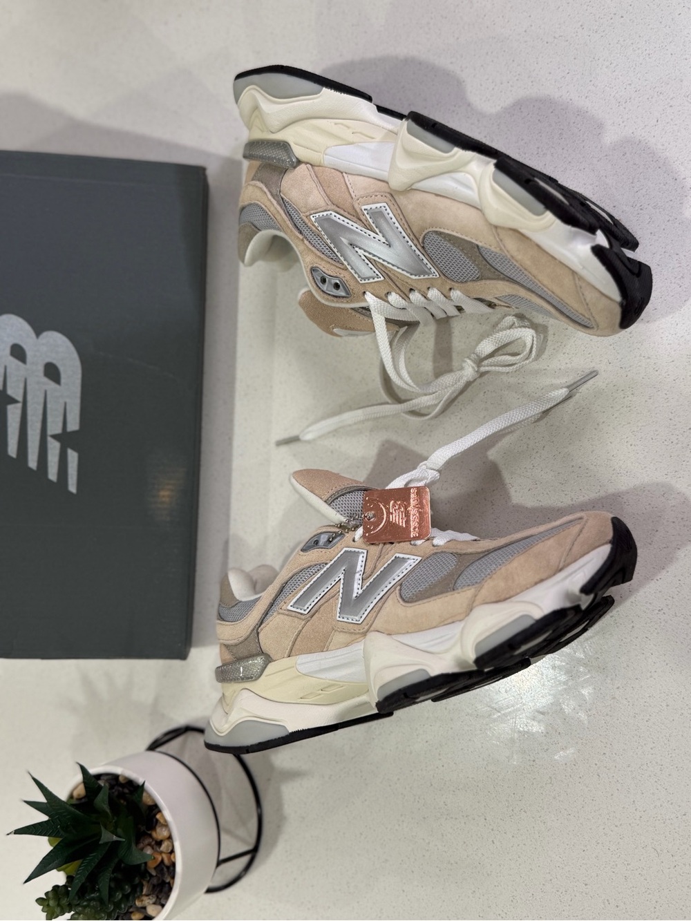 New Balance Beige, Gray & White Chunky Dad Sneakers